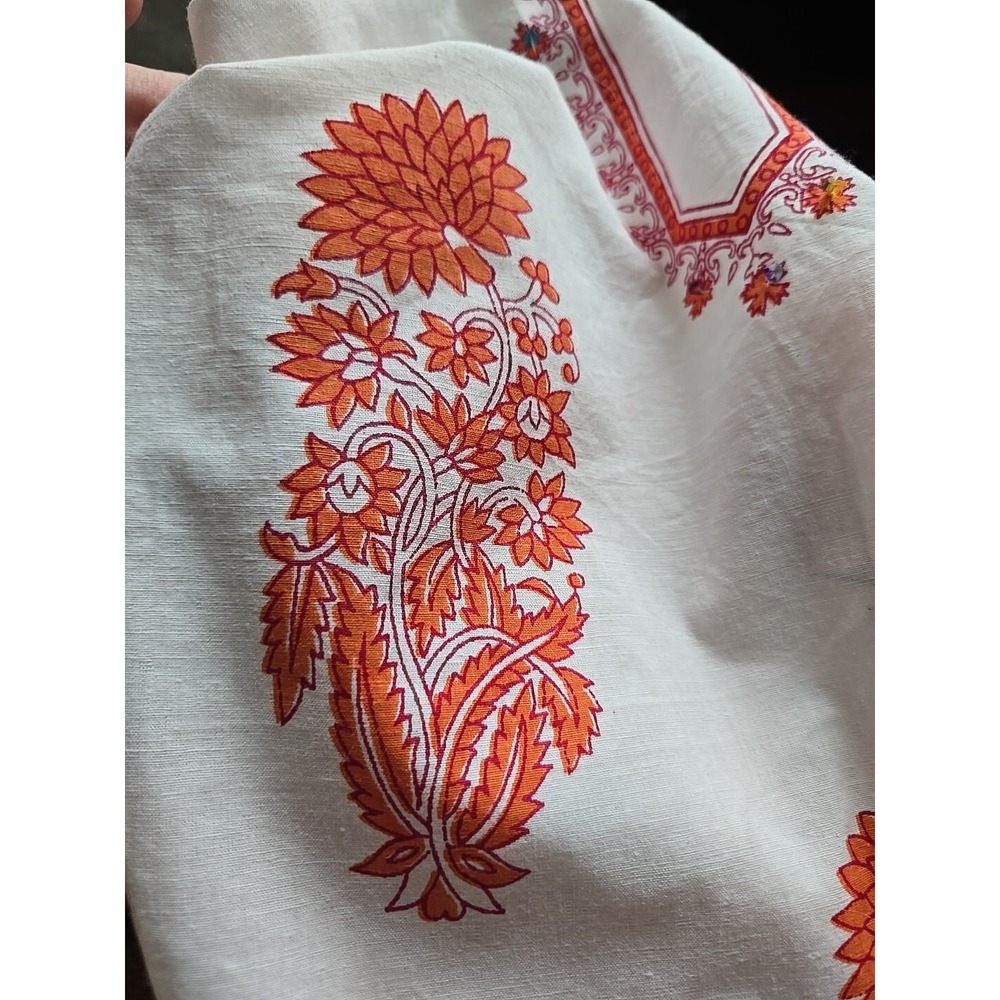 Stylish Chakra Floral Tunic Blouse Size XXL Sequined Embellishments Long Sleeve - Picture 6 of 6